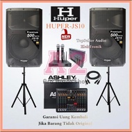 NEW Paket Sound System Karaoke Speaker Aktif HUPER JS10 15 Inch Mixer Ashley 8 Ch 2 Mic Wireless Ori