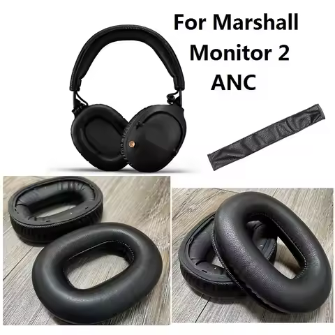 Upgraded Genuine Sheepskin Leather Ear Pads For Marshall Monitor 2 ANC Headphones Replacement Coolin