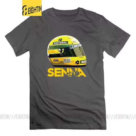 Ayrton Senna Racing Helmet Men Novelty T Shirt Large Size Short Sleeves Gift T-Shirts Tees 100% Cott