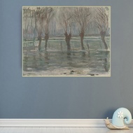 Perilla-Citon Claude Monet "Flood" ภาพวาดทิวทัศน์สีน้ำมันผ้าใบงานศิลปะชื่อดังภาพโปสเตอร์ตกแต่งผนังทั
