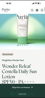 Purito SPF50 Wonder Releaf Centella Daily Sun Lotion - 60ml - SPF 50 積雪草防曬乳 
