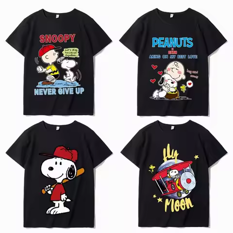 Classic Snoopy 100% Cotton Women's T-shirt Snoopy Cartoon Printed Summer Fashion Casual Comfortable 