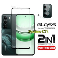 Realme C71 2 in 1 Screen Protector+ Lens Protector Full Cover Full Glue Realme C 71 C71 Tempered Gla