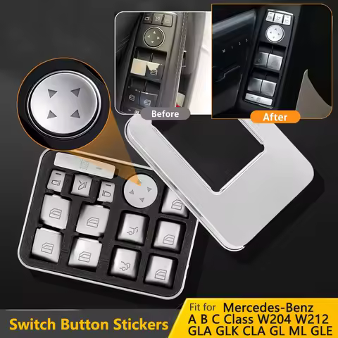 Car Window Glass Lift Button Sticker Switch Panel Styling for Mercedes Benz A B C Class W204 W212 GL