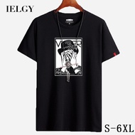 IELGY【S-6XL】Cotton men's short-sleeved t-shirt summer new loose trend round neck half-sleeved  shirt. Large size