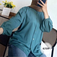 Atasan Wanita Big Size jumbo LD 120 FAATINA BLOUSE Rayon Twill Premium Lengan Panjang Balon