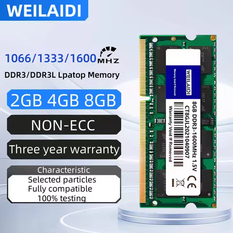 Laptop Memory RAM Upgrade DDR3 DDR3L 2GB 4GB 8GB 1066 1333 1600MHz SODIMM 204Pin PC3L-10600 12800 fo