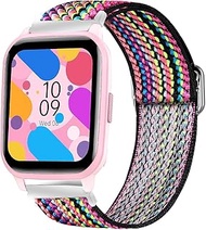 20mm Kids Smartwatch Band, Lamshaw Quick Release Stretch Elastics Nylon Adjustable Replacement Strap Accessories Compatible for HENGTO H69 Kids Smart Watch/Butele H69 Kids Smart Watch/H69 Kids Smart
