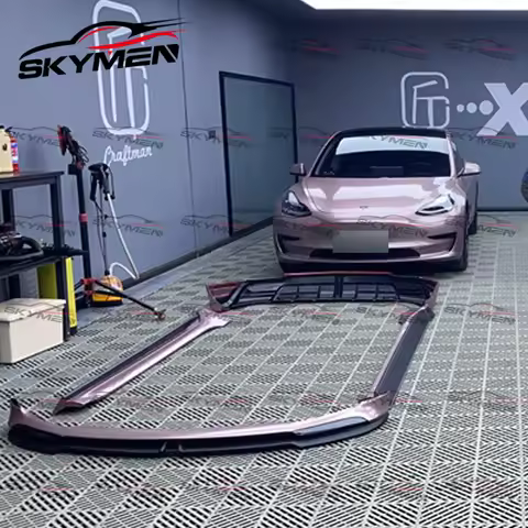 PP Wide Body Kit For Tesla Model 3 Yofer Style Front Lip/Side Skirt/Rear Duffuser Trim Tuning Part F