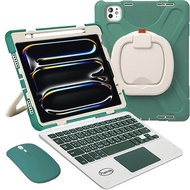 Powerway 適用於2024 iPad Pro 11吋(M4)樂環型藍牙鍵盤保護殼，附贈同色無線滑鼠，提供完整保護與便利操作體驗