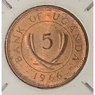 ( Syiling ) 5 CENTS 1966 / UGANDA