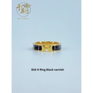 LeClassic 916 Emas Gold H Ring Cincin Warna Hitam Black varnish