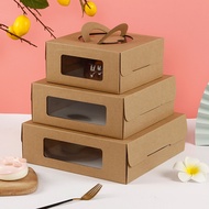 20cm 27cm 33cm Kraft Portable Cheesecake Box Melaleuca Packing Box Kraft Paper Window Mousse Packagi