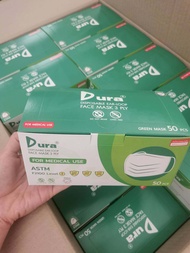 Dura Mask หน้ากากอนามัยสีเขียว50ชิ้น เกรดทางการแพทย์