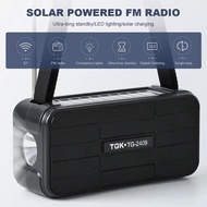 Bluetooth 5.1 Speaker 8W Flashlight FM Radio Solar Cell Panel Survival Outdoor Entertainment USB A T