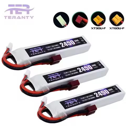 11.1V Lipo Battery for Airsoft Gun 11.1V 3S 2450mAh 30C for Water Guns Airsoft BB Air Pistol Electri