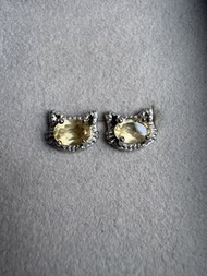 黃水晶貓咪純銀耳釘 Citrine Cat S925 Sterling Silver Earrings,earring,ring,rings,bracelet,bracelets,pendant,ne