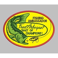ADVF-34 VINTAGE FISHING AMBASSADOR FRED ARBOGIST BAIT OF CHAMPIONS FISHING PATCH EMBROIDERED LOGO