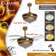 ELMARK VIPER / ELMARK WINTER / Crystal Style LED Light with Fan Inclusive with Remote Control / Decorative Ceil