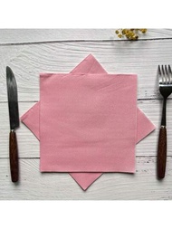 20 片粉紅雙層木漿一次性餐巾（6.5*6.5 吋）,適合訂婚、婚禮、週年紀念、生日等節慶派對、飯店、餐廳、酒吧、餐具、餐巾、一次性用品