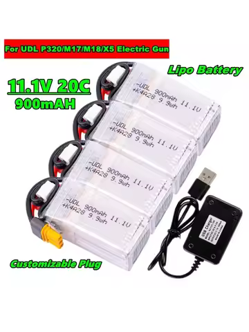 11.1V 900mAh 20C Lipo Battery for UDL P320/M17/M18/X5 Electric Gun Battery For Airsoft BB Air Pistol