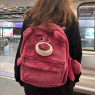 Cute Strawberry Bear Backpack Japanese and Korean Ins Plush Student Schoolbag 6B3G