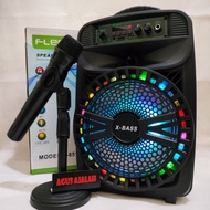 speaker bluetooth karaoke fleco 85 inch bonus microphone wireless x bass radio FM lcd digital /// sa