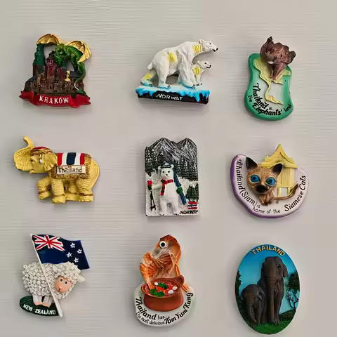 1pc Handmade 3d resin art fridge magnets, Norwegian Snow Peaks, New Zealand Thai Elephant cat Polar 