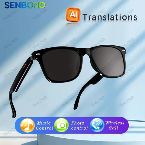 SENBONO E13 AI Translation Smart Glassess Glasses Bluetooth Call Camera Control Headphones Sunglasse