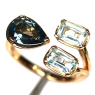 925 Sterling Silver Ring Decorated With Natural Topaz Sky Blue & London 17.02 Carats Genuine Gemston
