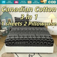 cakes black lines Canadian Cotton 3IN1 bedsheet with 2pillowcase Premium Soft Breathable Bedding