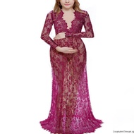 Fashion Maternity Photography Props Maxi Maternity Gown Lace Maternity Dress Fancy Shooting Photo Su