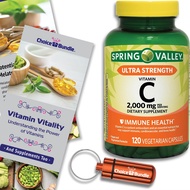 Spring Valley Ultra Strength Vitamin C Capsules Dietary Supplement 2,000 mg 120 Ct Choice Bundle + V