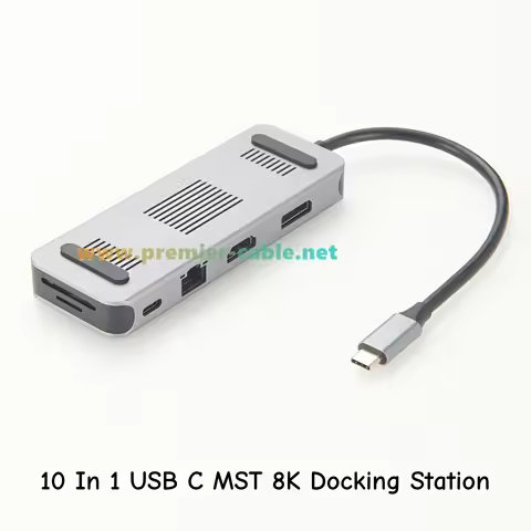 10 In 1 MST Docking Station USB C Hub Adapter with DP1.4 8K30Hz HDMI2.1 PD100W RJ45 1Gbps 3*USB3.0 5