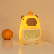Cute Rechargable Digital Alarm Clock Night Light Touch Snooze Always-on Display Desktop Table Clock 