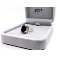 Permata Akik Yaman Hitam Asli Silver 925 Design Swiss