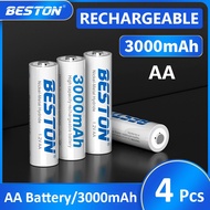 Beston 4 Pcs 3000mAh 1.2V AA Battery Rechargeable Battery