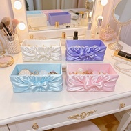 Square Bow Desktop Jewelry Storage Box Girl Heart Bedroom Dresser Cosmetic Jewelry Storage Tidy-up26
