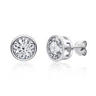 SPARKS Round Bound 0.5/1 Carat Moissanite Stud Earrings Womens 925 Sterling Silver Earrings for Gift