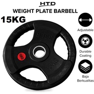 HTD Sport Rubberized Weight Plate Barbell Coated Alat Olahraga Fitness Angkat Besi 15Kg Q302