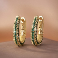 1 Pair Luxury Jewelry, Gold-Plated U-Shape Decorated Glamorous Earrings, Suitable For Women Daily We