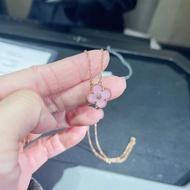 Van Cleef & Arpels/Vca Christmas Limited Single Diamond Necklace Pink Rose Pyroxene 18K Gold Clover 