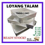 Talam Cake Pan 10x10 Mold Agar Agar Aluminum 6/7/8/9/10 12 inch Pan Bingka Petak Cake Ruler Brownies