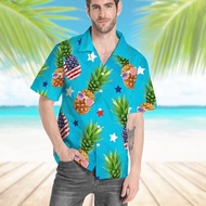 3D Pineapples Wear Glasses 4th Of July Hawaiian Shirt