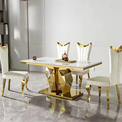 Foshan Chinese Marble Dining Table Deluxe Restaurant Modern Marble Dining Table