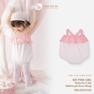 M&B (6Y-3Y) Bodychip 2 straps Lovely Pink plaid, soft cotton, fashionable for girls 7kg4 - 15kg Pink