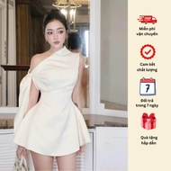 Super Chic Off-the-Shoulder Designed Dress with Bow and Flared Waist (V66)