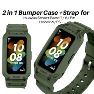 Band 6 Bumper Case with Strap Armor Screen Protector Case +Band Strap Bracelet for Huawei Band 6 Dust Proof Water Proof