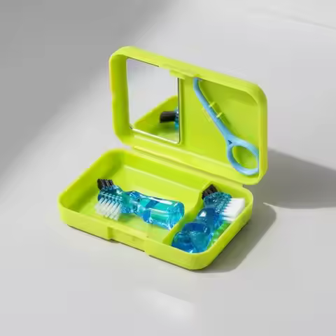 Dental Cleaning Kit With Mirror Travel Denture Brush & Brace Extractor Oral Hygiene Kit Interdental 