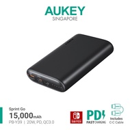 Aukey PB-Y39 20W Fast Charge PD Powerbank USB-A &amp; USB-C, Travel Portable Charger 15000MAH